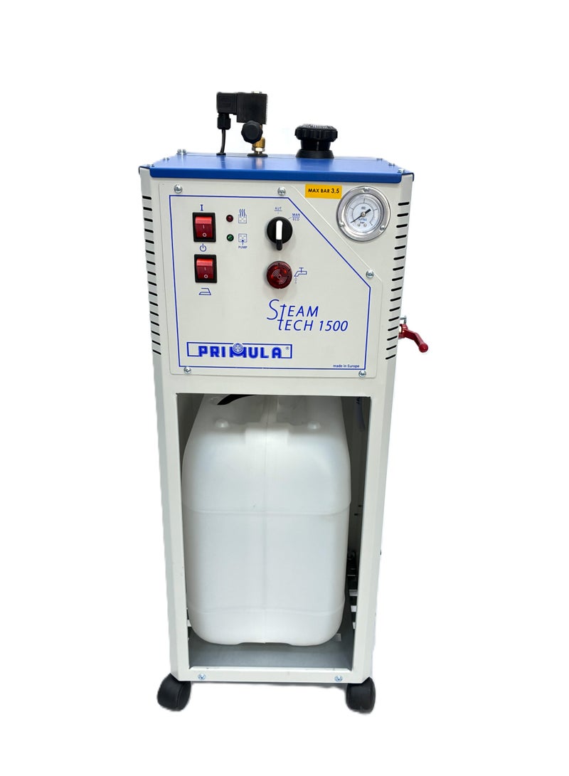 بريمولا مولد بخار أوتوماتيكي بريمولا ستيم تك 1500، غلاية سعة 5 لترات، ضمان لمدة عامين، مع خزان مياه سعة 18 لترًا وقاعدة مكواة مؤكسدة، 800 واط - Image 4